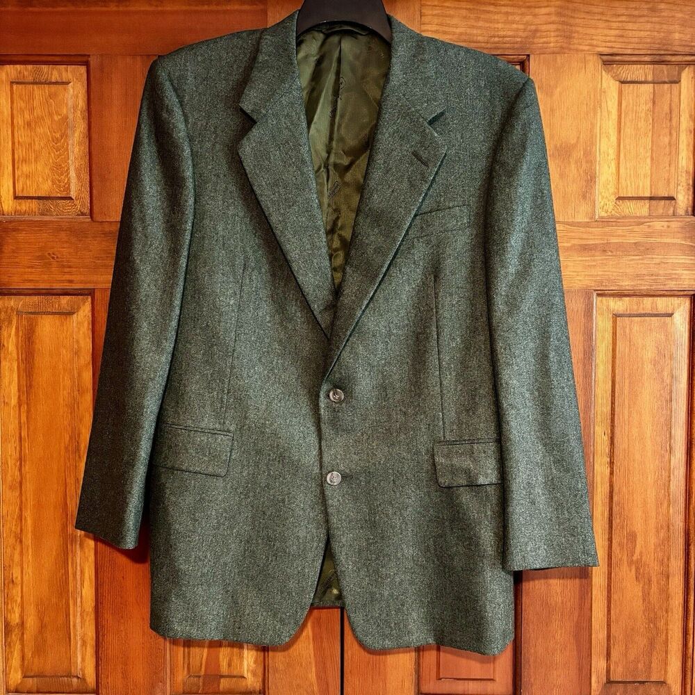 Hickey Freeman Boardroom Green 100% Wool Blazer Jacket Men's Size 42R Regular